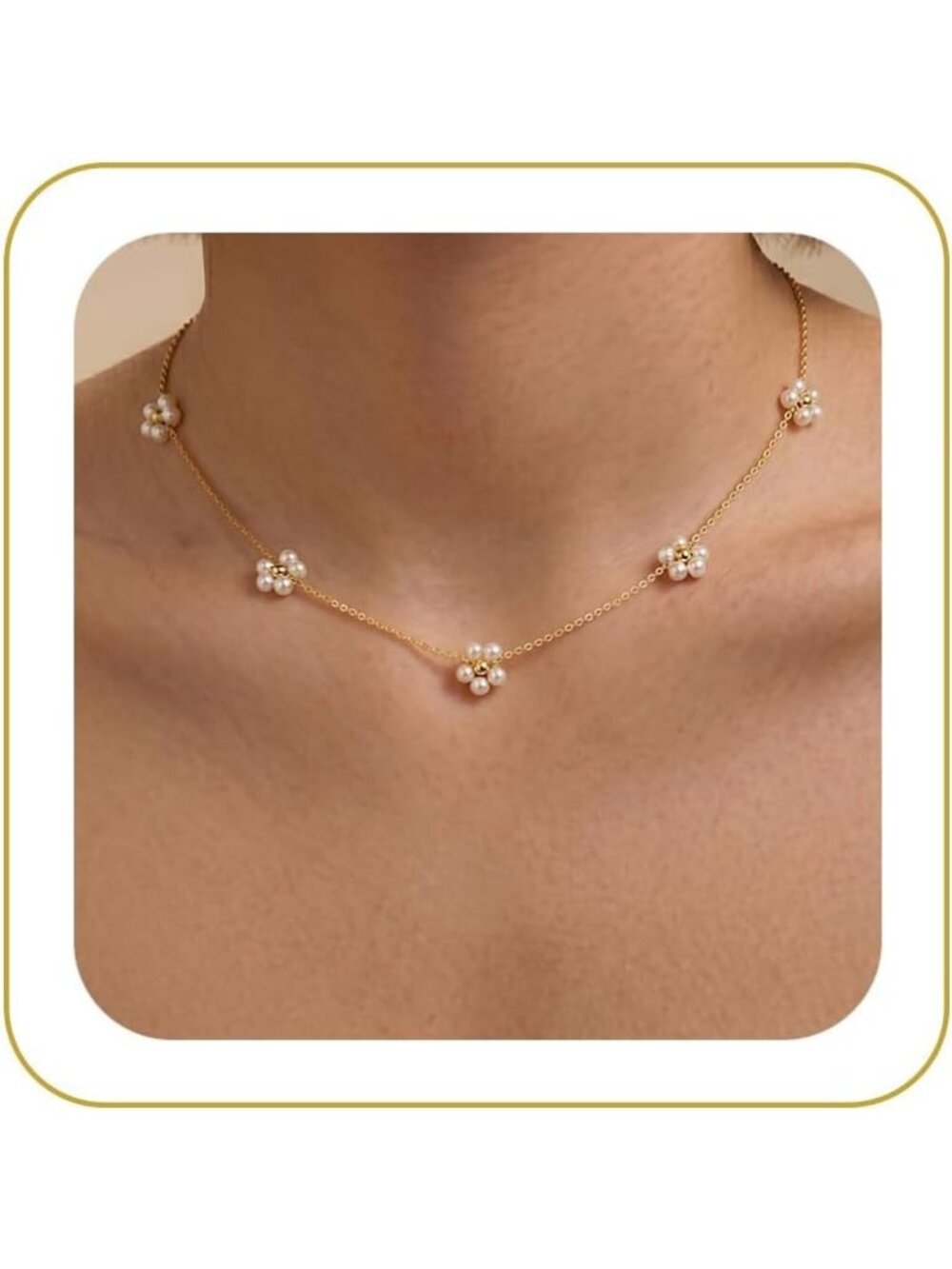 Women's Flower Choker Gold Non Tarnish Chunky 14k Gold Plated Layered Necklaces